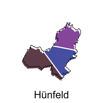 Hunfeld City of Germany map vector illustration, vector template with outline graphic sketch style on white background
