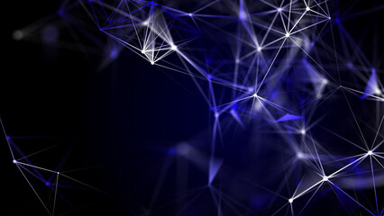 Technology background. Honeycomb concept. Big data. Hexagonal space with connected dots and lines. 3d