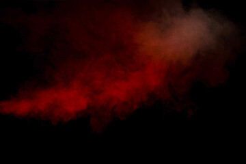 Orange and red steam on a black background.