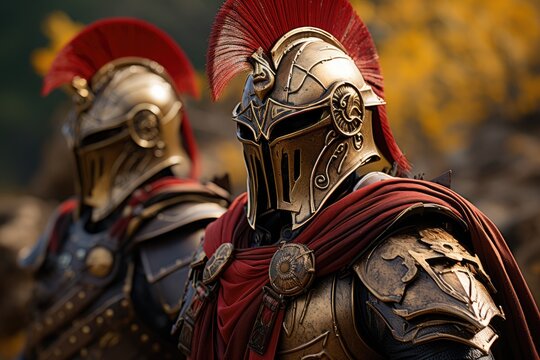 Tales in the Wind: Showcasing the Dynamic Choreography of Spartan Helmet Crests, Crafted from Horsehair, against a Breezy Canvas