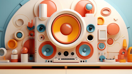 3d background music audio system with speakers.