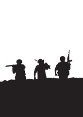 Naklejka premium the silhouette of a soldier ready for battle