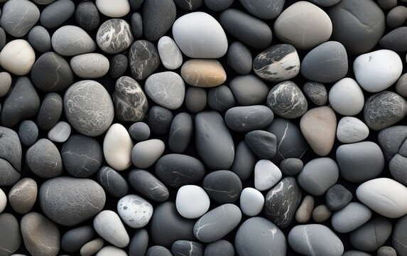 River Rocks in black, white and grey. Seamless or repeating pattern.