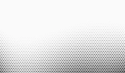 Tuinposter Halftone vector background. Monochrome halftone pattern. Abstract geometric dots background. Pop Art comic gradient black white texture. Design for presentation banner, poster, flyer, business card.  © cnh