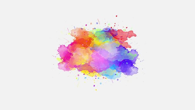 Watercolor paint brush stroke, ink splash transition animation in slowmotion