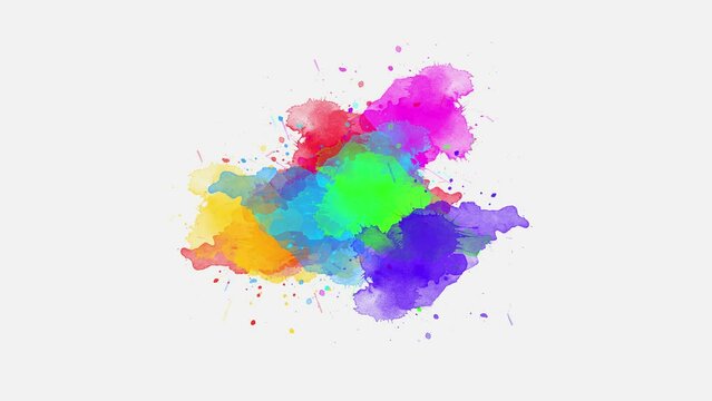 Watercolor paint brush stroke, ink splash transition slow motion