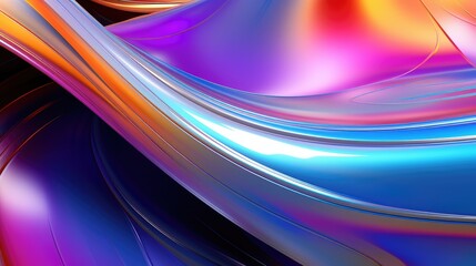 Fototapeta premium Waves of Bright Multicolored Chrome