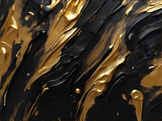 Gold and black oil paint texture. Abstract background for your design. AI generated