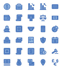 Fill blue outline icons for bank