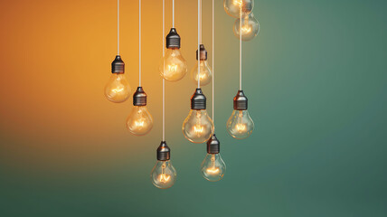 a group of light bulbs in the studio background.