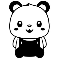 Cute bear outline vector illustration, back to school