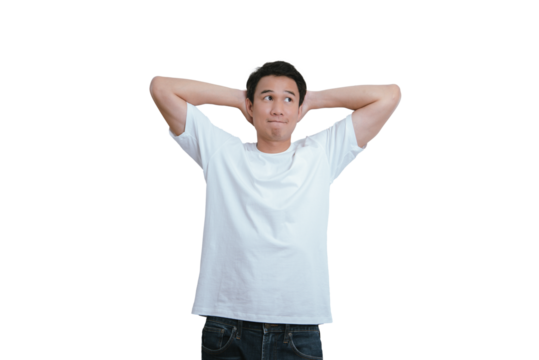 Portrait thai guy looking happyness isolate