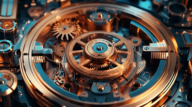 background of the gear mechanism inside the watch.