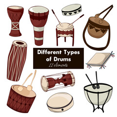 Set Of Drums, Percussion musical instrument Vector