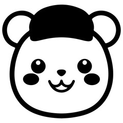 Cute bear outline vector illustration, ware hat character 