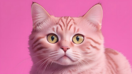 Portrait of a beautiful cat on a pink background. Close-up.