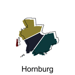 map of Hornburg vector design template, national borders and important cities illustration