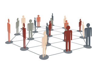 Social network of people scheme. Social media, teamwork  concept. Relationship and communication of modern people. Teamwork concept. 3d illustration connecting people on the internet. 