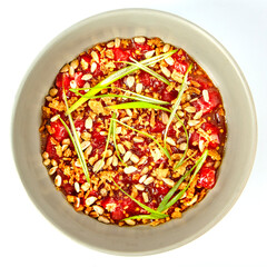 Beef tartar on white background