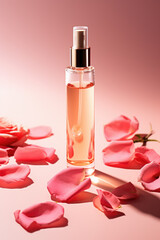Obraz na płótnie Canvas Essential Rose Oil Advert Studio Shot