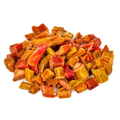 Candied rhubarb on a white background