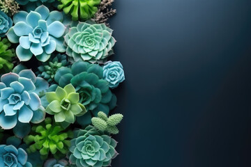 Succulents Abstract Background with Copy Space