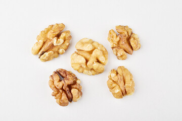 Top view of walnut on white background