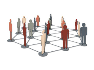 Obraz premium Social network of people scheme. Social media, teamwork concept. Relationship and communication of modern people. Teamwork concept. 3d illustration connecting people on the internet. 