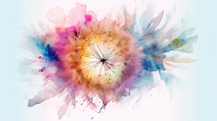 watercolor wreath frame dandelions. , ai