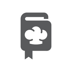 Cook book with knife and fork vector icon. Cookbook, recipe instructions symbol.
