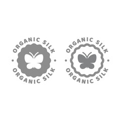 Organic silk vector label. Icon for fabric or material.