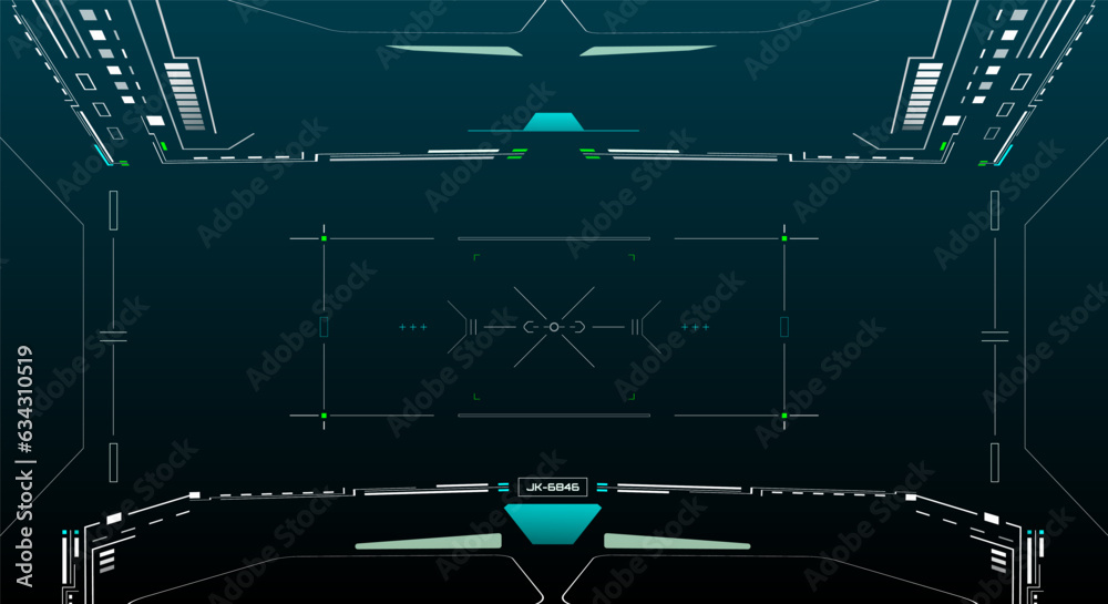 Aufkleber Technology futuristic system of HUD monitoring screen interface element. UI, GUI, drone, VR, game display template vector.