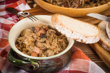 Bigos - stewed cabbage with meat,dried mushrooms and smoked sausage.