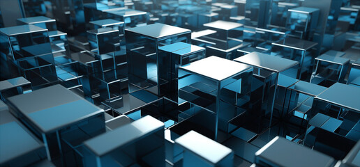 Colorful Blocks Wall Background. Generative AI