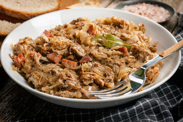 Bigos - sauerkraut stewed with meat, dried mushrooms and sausage.