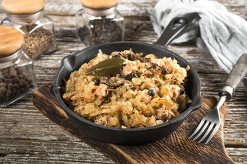Bigos, a traditional Polish dish with cabbage.