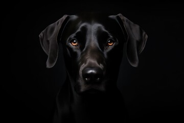 Professional closeup portrait photo of the purebred black dog on a studio background. - Powered by Adobe