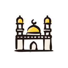 Mosque - Saudi Arabia icon/illustration (Hand-drawn line, colored version)