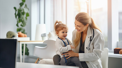 Obraz premium beautiful young daughter at the pediatrician's office
