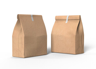 Kraft Paper Bag Mockup for Bread (flat bottom bag or box bottom bag)