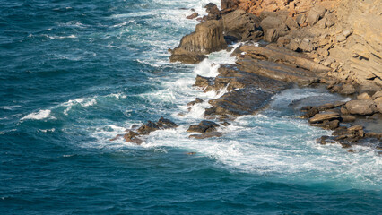 Aerial view of Yıldızköy (Arcadia) beach on a windy day in Gökçeada, Çanakkale. Imbros island
