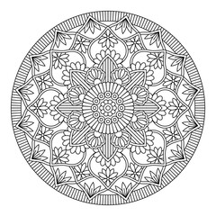 Vector flower mandala. Coloring book page