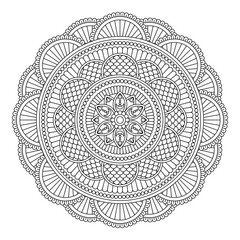 Round mandala for adult coloring