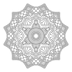 Fototapeta premium Vector flower mandala. Coloring book page