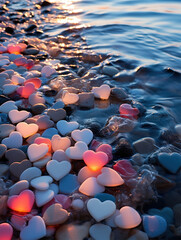 Obraz premium Beautiful seaside scenery and heart shape,created with generative ai tecnology.