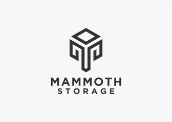 elephant hexagon logo design vector silhouette illustration