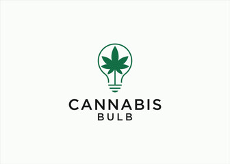bulb with cannabis logo design vector silhouette illustration