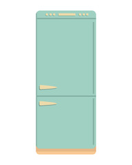 Cute blue refrigerator in flat style. All Objects Are Repainted.