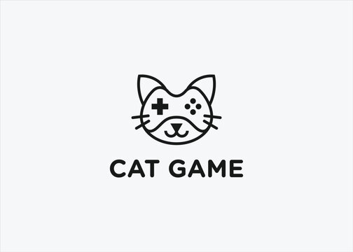 game cat logo design vector silhouette illustration