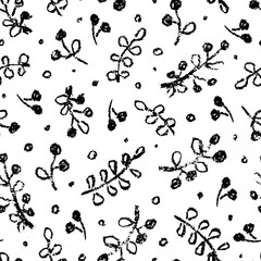 Vector seamless pattern with hand drawn elements, chalk texture. Cute design for Christmas wrappings, textile and backgrounds.